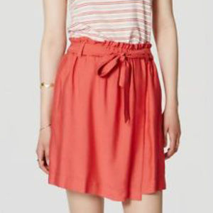 LOFT Coral Paperbag Wrap Skirt S
